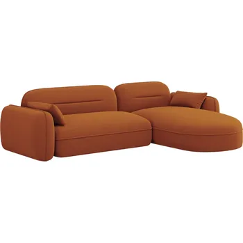 Pohovka Cosmopolitan Design Terakotově oranžová sametová rohová pohovka Sydney 275 cm, pravá