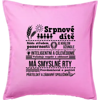 Polštář Narozeniny srpen - Polštář 50x50 - 50x50 - Pouze potah ( Růžová )