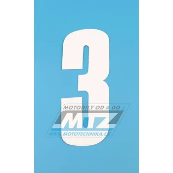 Polep vozidla Číslo startovní 3 - provedení MX - rozměry: 150x60mm - barva: bílá BBČÍS-3-BÍLÁ