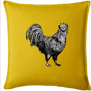 Polštář Kohout kreslený černobílý - Polštář 50x50 - 50x50 - Pouze potah ( Žlutá )