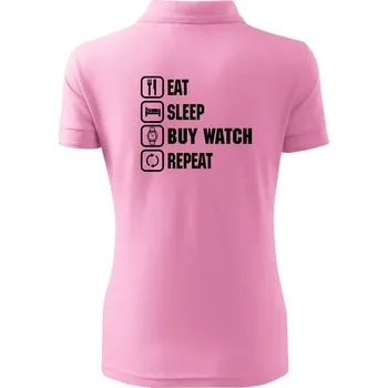 Eat sleep buy watch reapeat - Polokošile dámská Pique Polo - 2XL ( Růžová )