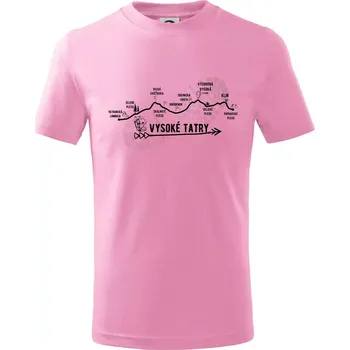 Vysoké Tatry - profil cesty - Tričko dětské bavlněné - 134 cm/8 let ( Růžová )