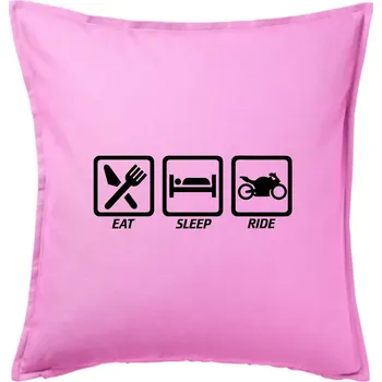 Polštář Eat sleep ride - silnice - Polštář 50x50 - 50x50 - Pouze potah ( Růžová )