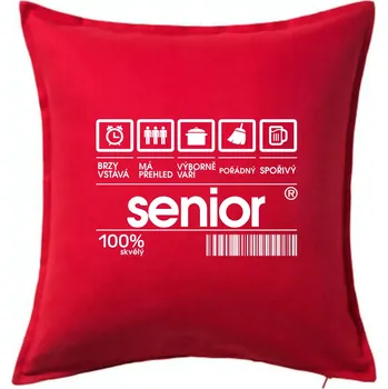 Polštář Čárový kód senior - Polštář 50x50 - 50x50 - Pouze potah ( Červená )