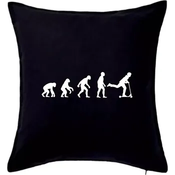 Polštář Evoluce koloběh koloběžka - Polštář 50x50 - 50x50 - Včetně výplně ( Černá )