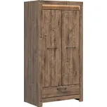 Prostorná šatní skříň do obývacího pokoje Torin - Black Red White - BRW Dub Ribbeck / Hnědá 102x200 cm