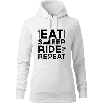Dámská mikina Eat sleep ride moto - Mikina dámská Cape s kapucí - XS ( Bílá )