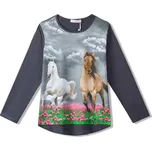 DÍVČÍ TRIČKA S KONĚM DT9361 VELIKOSTI 134-164 Velikost: 146, Barva: Šedá