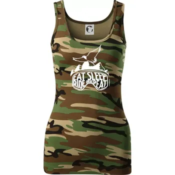 Eat sleep ride repeat - hory - Dámské Maskáčové tílko - M ( Hnědý maskáč )