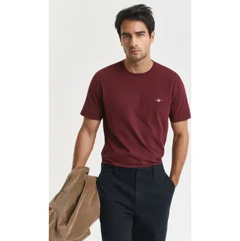 Pánské oblečení TRIČKO GANT REG SHIELD SS T-SHIRT BORDEAUX MELANGE