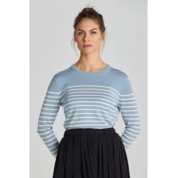 Dámský svetr SVETR GANT FINE KNIT STRIPED C-NECK DOVE BLUE