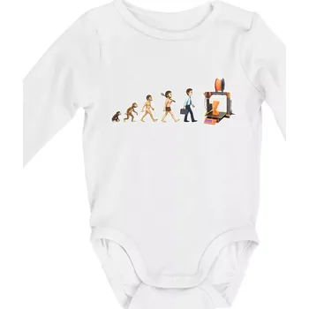 Evoluce 3D tisk - Body kojenecké s dlouhým rukávem - Dlouhý r. do 3 měs ( Bílá )