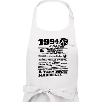 Kuchyňská zástěra 1994 v kostce - Pánská zástěra na vaření - Univerzální velikost ( Bílá )