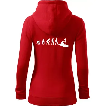 Dámská mikina Evoluce kajak - Dámská mikina trendy zipper s kapucí - XS ( Červená )