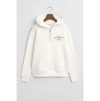 Dívčí mikina MIKINA GANT SPORT CLUB GRAPHIC HALF-ZIP HOODIE EGGSHELL
