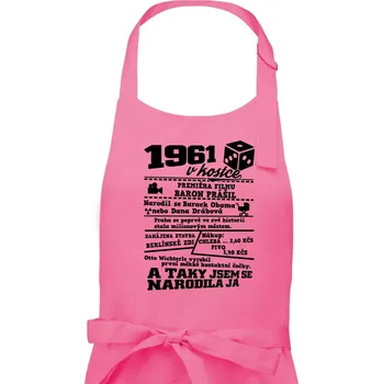 Kuchyňská zástěra 1961 v kostce - Dámská zástěra na vaření - Univerzální velikost ( Růžová )