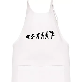 Kuchyňská zástěra Evoluce dřevorubec - pila a kmen - Dětská zástěra na vaření - Univerzální velikost ( Bílá )
