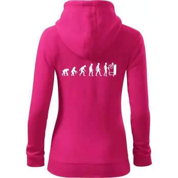 Dámská mikina Evoluce udírna - Dámská mikina trendy zipper s kapucí - M ( Purpurová )