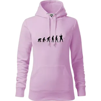 Dámská mikina Evoluce baseball pálkař nápřah + míček - Mikina dámská Cape s kapucí - S ( Orchid )