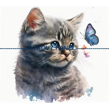 Látkový panel - Kočka - KČ-137 Velikost: 15x15cm, Materiál: Kočárkovina