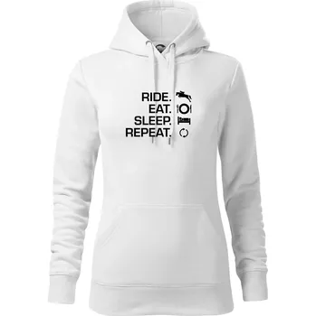 Dámská mikina Ride Eat Sleep Repeat koně - Mikina dámská Cape s kapucí - 2XL ( Bílá )