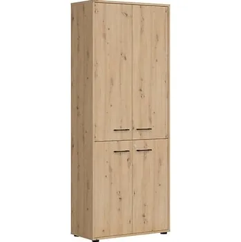 regál 4-dvířkový regál se zámkem do kanceláře nebo pracovny Space Office - Black Red White - BRW Dub Artisan 80x202.5 cm