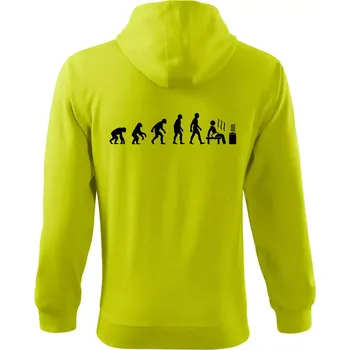 Pánská mikina Evoluce sauna - Mikina s kapucí na zip trendy zipper - S ( Limetková )