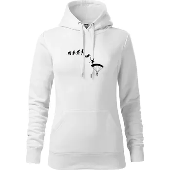 Dámská mikina Evoluce parašutista seskok - Mikina dámská Cape s kapucí - XL ( Bílá )