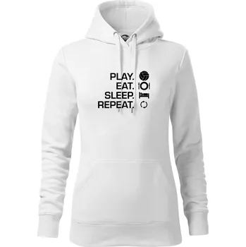 Dámská mikina Play Eat Sleep Repeat volejbal - Mikina dámská Cape s kapucí - 2XL ( Bílá )