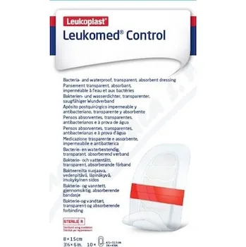 Zdravotnický materiál BSN Leukoplast Leukomed Control abs.krytí 8x15cm 10ks 8CMX15CM,KRYTÍ TRANSPARENTNÍ S HYDROGELOVÝM ABSORPČNÍM POLŠTÁŘKEM,10KS