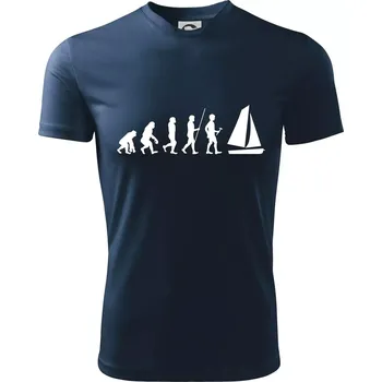 Chlapecké tričko Evoluce plachtění - Dětské triko sportovní (dresovina) - 146 cm/10 let ( Námořní modrá (velmi tmavá - téměř černá) )