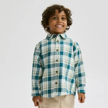 Reserved - Bavlněná kostkovaná košile - béžová - 020FO-08X - 020FO-08X-86