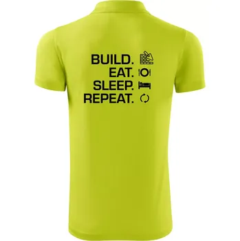 Pánská košile Build eat sleep repeat - cihly - Polokošile Victory sportovní (dresovina) - 2XL ( Limetková )