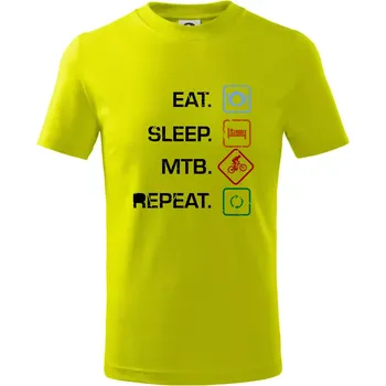 Chlapecké tričko Eat sleep MTB repeat - Tričko dětské bavlněné - 98 cm / 2 roky ( Limetková )