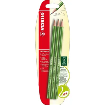 Grafitová tužka Grafitová tužka šetrná k životnímu prostředí - STABILO GREENgraph - B-36605-10 - 3 ks balení - Stupeň tvrdosti HB