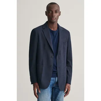 Pánské oblečení SAKO GANT SLIM COTTON-LINEN JERSEY BLAZER DARK NAVY MELANGE