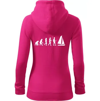 Dámská mikina Evoluce plachtění - Dámská mikina trendy zipper s kapucí - S ( Purpurová )