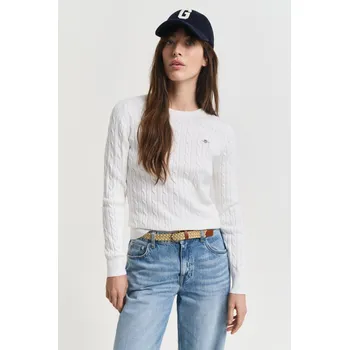 Dámský svetr SVETR GANT STRETCH COTTON CABLE C-NECK EGGSHELL