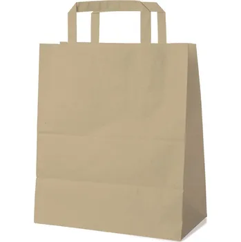 Taška papírová, 22 x 28 x 10cm, ploché ucho, hnědá