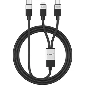 Datový kabel BWOO BO-X306 kabel 2v1 USB-C 100W / iPhone Lightning 27W / USB-C PD / 1m / černý
