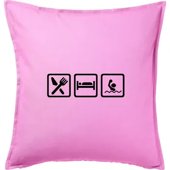 Polštář Eat sleep vodní pólo v řadě - Polštář 50x50 - 50x50 - Pouze potah ( Růžová )