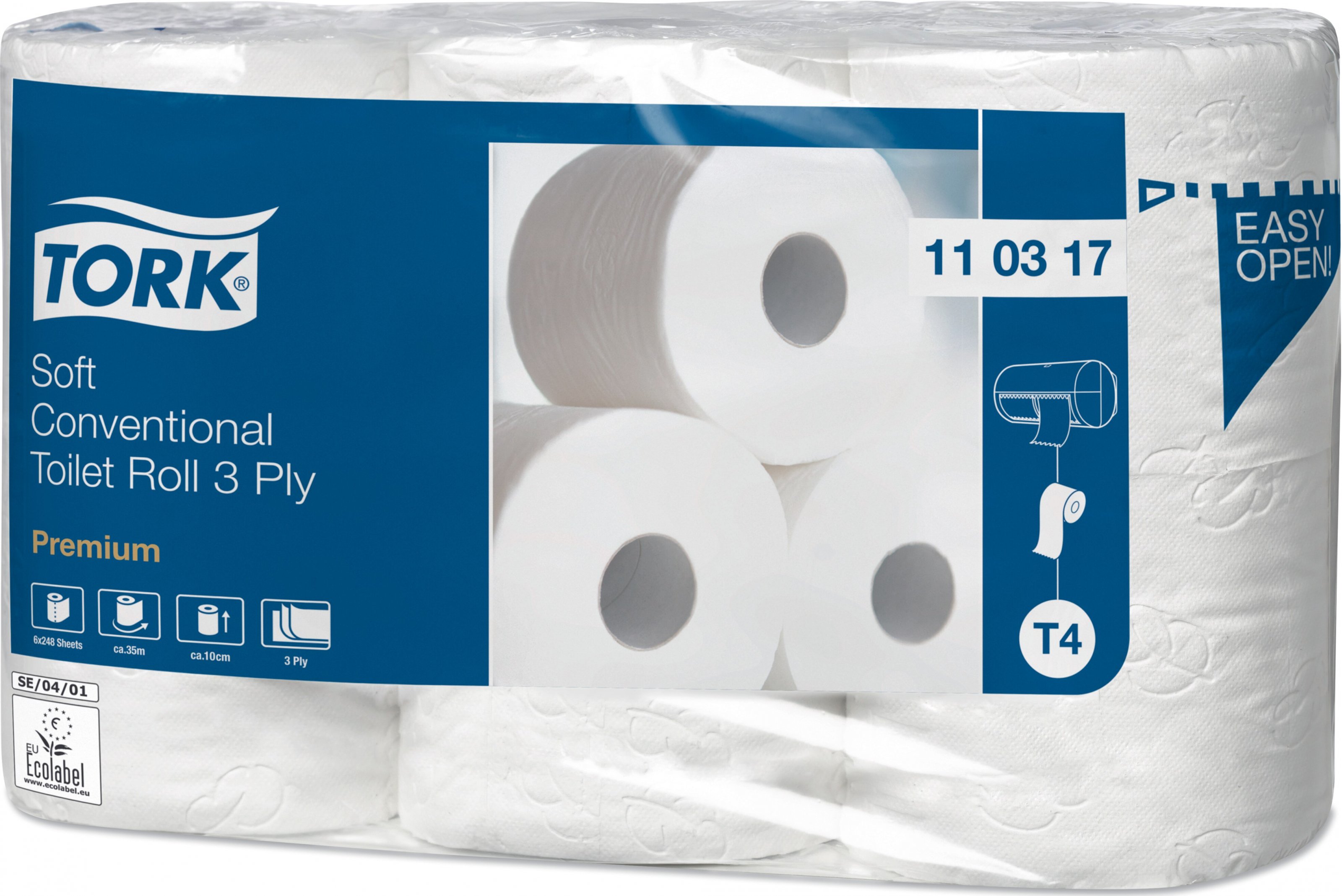 TORK Toaletní papír Premium Extra Soft 3vrstvy 248 útržků T4 - 6ks
