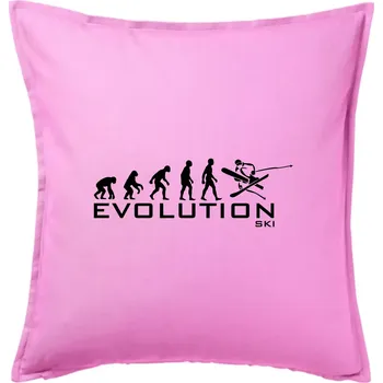 Polštář Evoluce lyžování - Polštář 50x50 - 50x50 - Pouze potah ( Růžová )