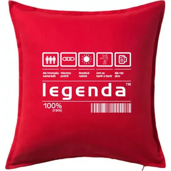 Polštář Čárový kód - Legenda - Polštář 50x50 - 50x50 - Pouze potah ( Červená )