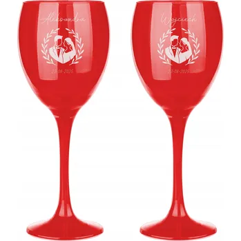 Sklenice 2 Skleničky na červené víno s gravírováním 300ml DÁREK k výročí SVATBA Valentýnu