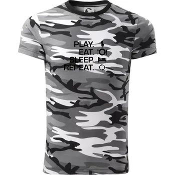 Pánské oblečení Play Eat Sleep Repeat polo - Army CAMOUFLAGE - S ( Šedý maskáč )