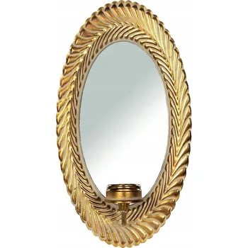 Zrcadlo ZRCADLO ZLATÉ DEKORATIVNÍ SE SVÍCNEM 46cm ZÁVĚSNÉ NA ZEĎ DO OBÝVACÍHO POKOJE