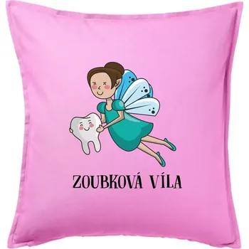 Polštář Zoubková víla - Polštář 50x50 - 50x50 - Pouze potah ( Růžová )