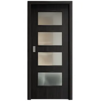 Interiérové dveře SAPELI SWING KOMFORT M49 - CPL LAMINÁT - POSUVNÉ DVEŘE VČ. ZÁRUBNĚ - Ořech královský Průchozí šířka (cm): 90, Průchozí výška (cm): 197, Typ skla: Satináto bílé