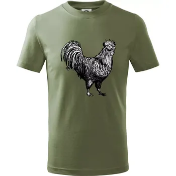 Kohout kreslený černobílý - Tričko dětské bavlněné - 146 cm/10 let ( Khaki )